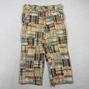J Crew Favorite Fit Capri Pants Women 2 Multicolor Madras Plaid Patchwork Preppy